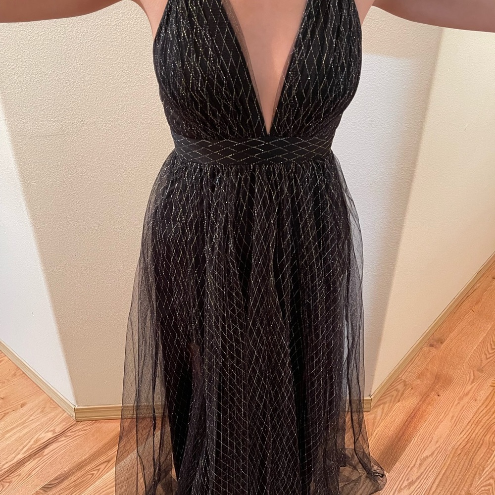 Luxxel Deep V Prom Dress